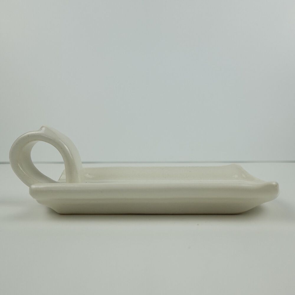 Pottery Ceramic Butter Dish White Glazed - Picture 4 of 9